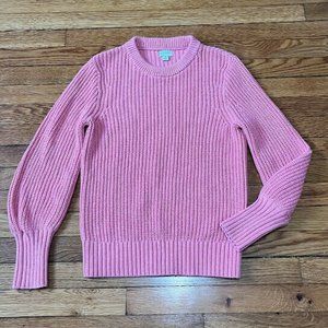 J Crew Pink Knitted Cotton Crewneck Sweater Womens Size Small Chunky Knit Casual